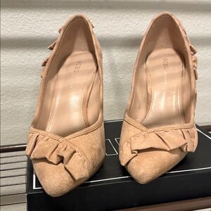 BCBG Ruffle Detail Heels in Tan